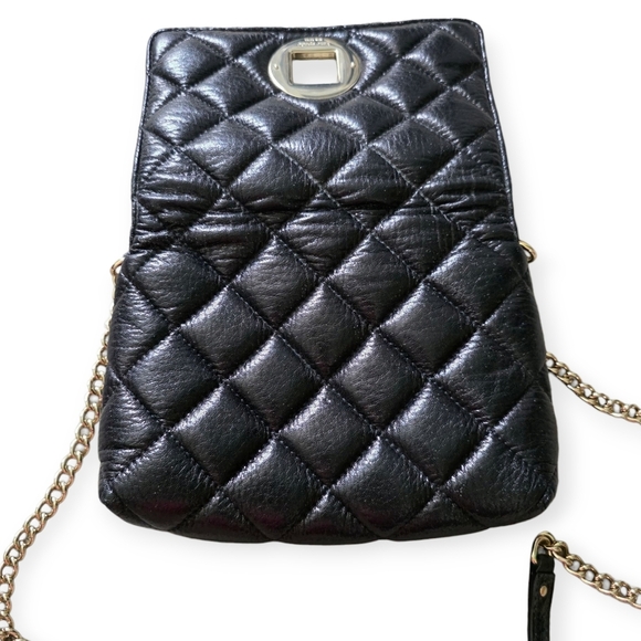 Kate Spade Gold Coast Quilted Leather Purse – Turn Lock Chain Bag, Black - Picture 11 of 16